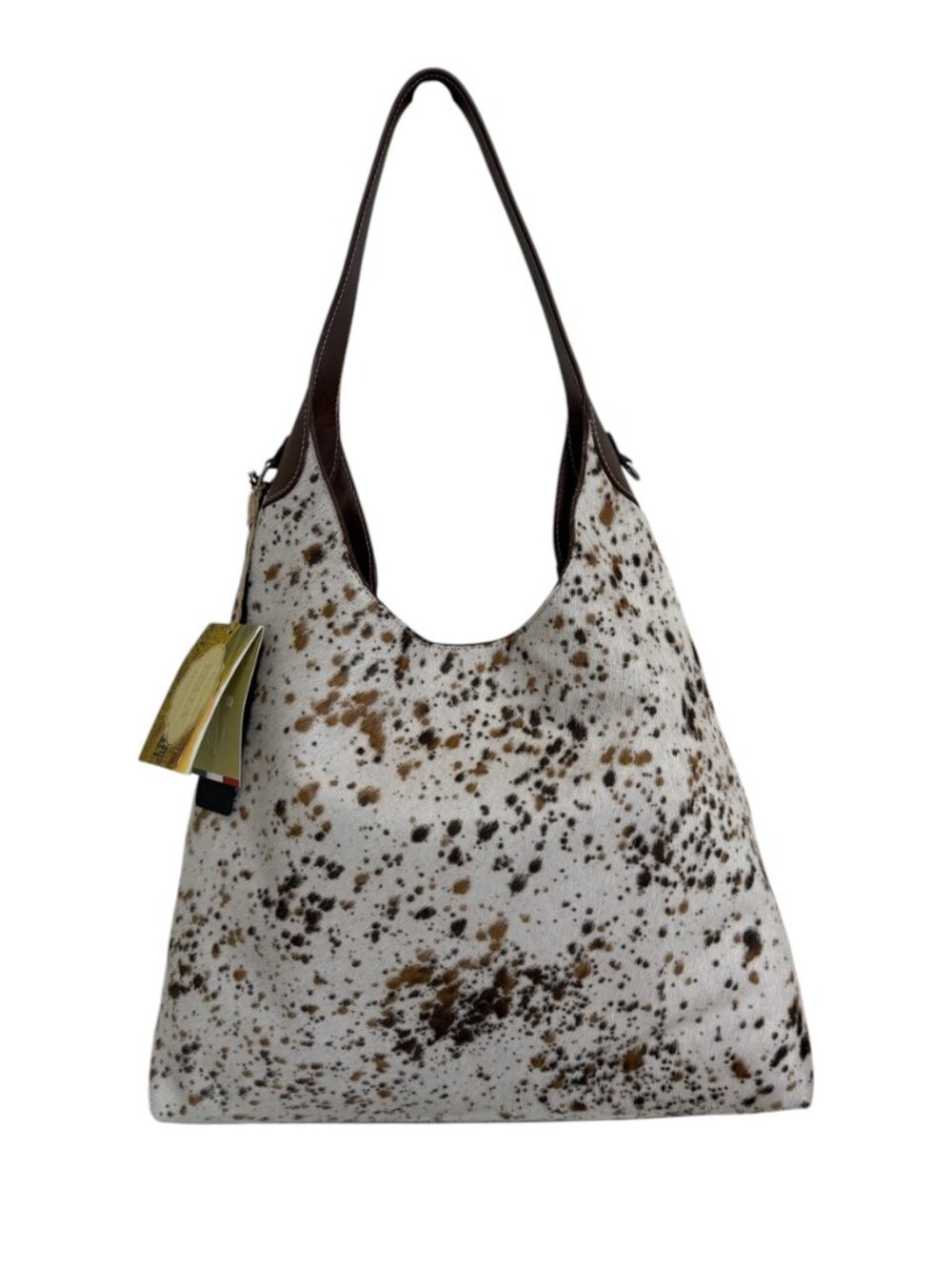 Cavalcanti Italy Cowhide and Leather Large Shoulder Hobo Handbag Spotted NWT
